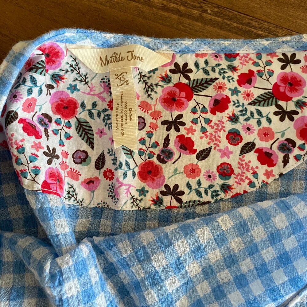 Matilda Jane Rural Route Blue Gingham Blouse Women's XS - Picture 3 of 12